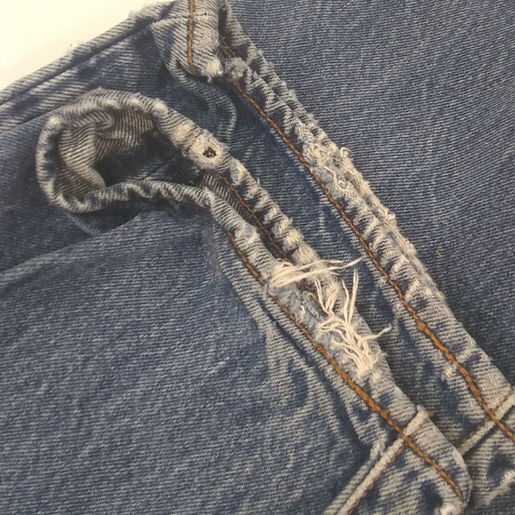 Levi's 501 Button Fly Vintage Distressed Jeans High Waist Straight Leg 35x36 - Picture 7 of 8